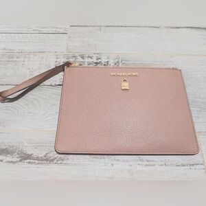 Michael Kors blush pink wristlet clutch with zipper